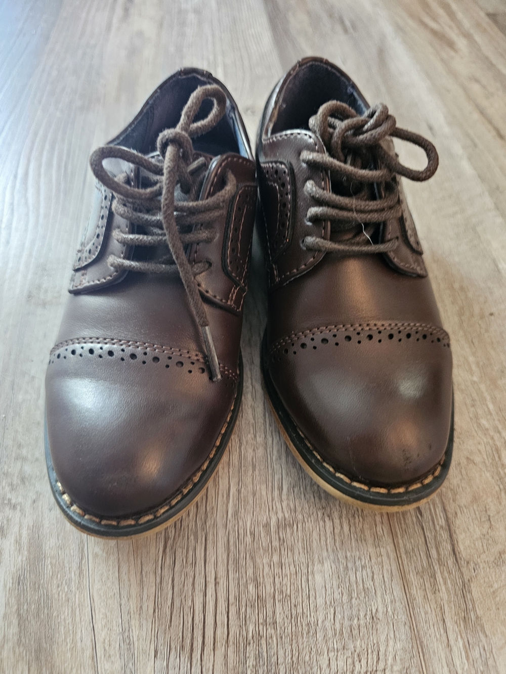 Kids Brown Lace-Up Brogue Dress Shoes